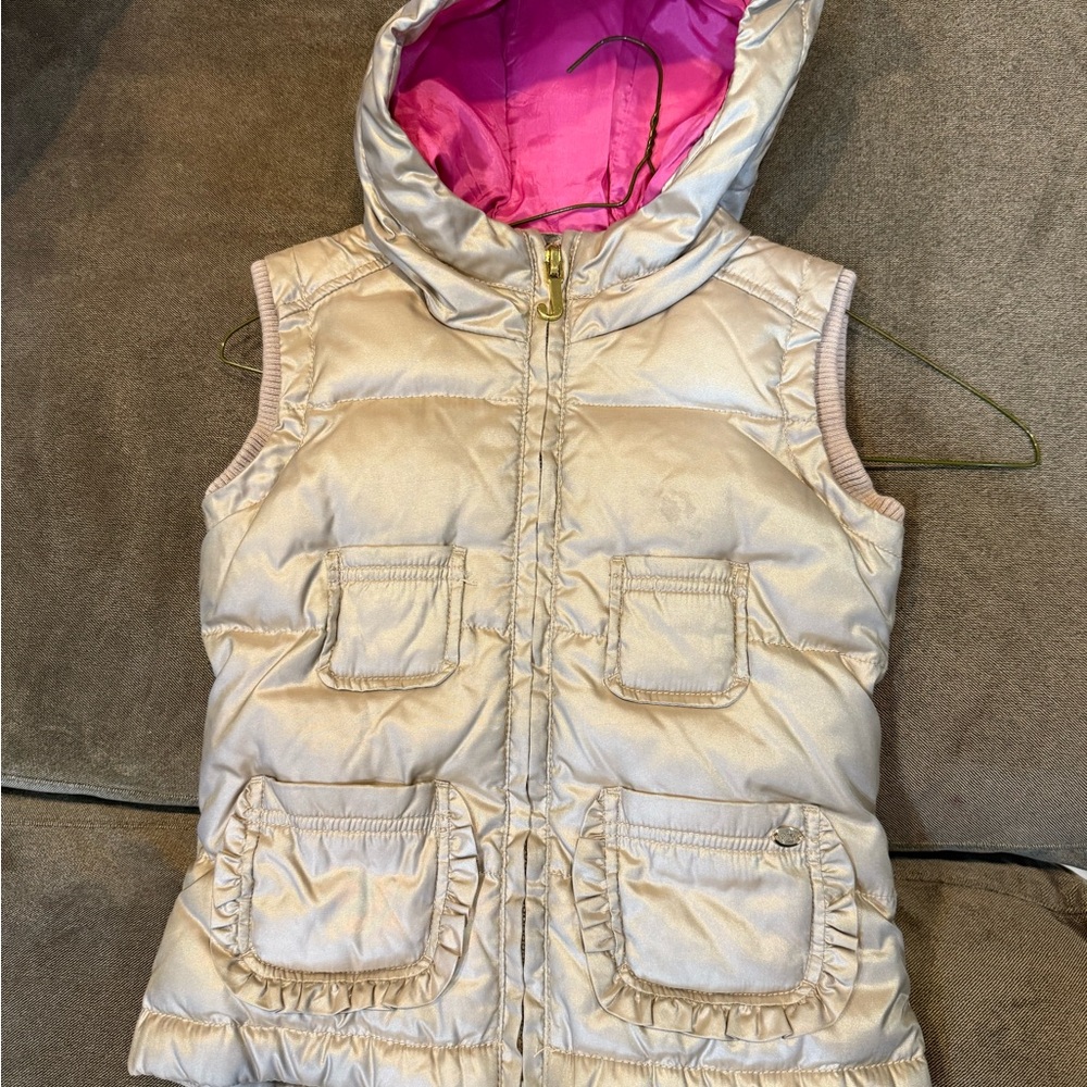 Juicy Couture Gold Puffer Vest with Pink Lining